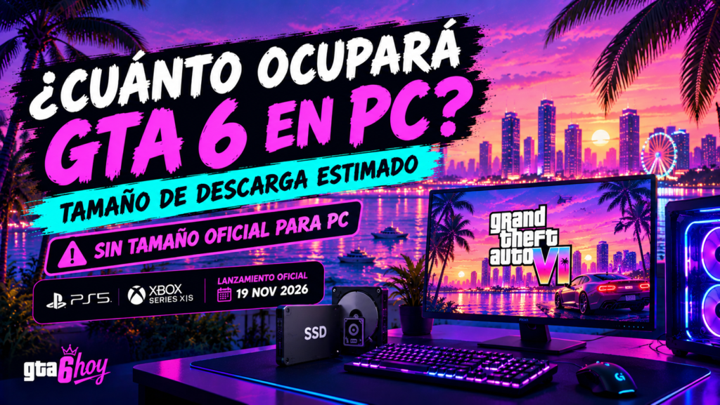 Tamaño de descarga estimado de GTA 6 en PC y espacio de almacenamiento necesario