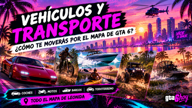 Vehículos y transporte en GTA 6 para recorrer el mapa de Leonida